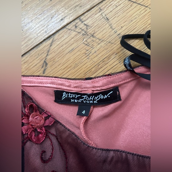 Rare Vintage Betsey Johnson Black and Pink Floral Dress - Picture 2 of 2